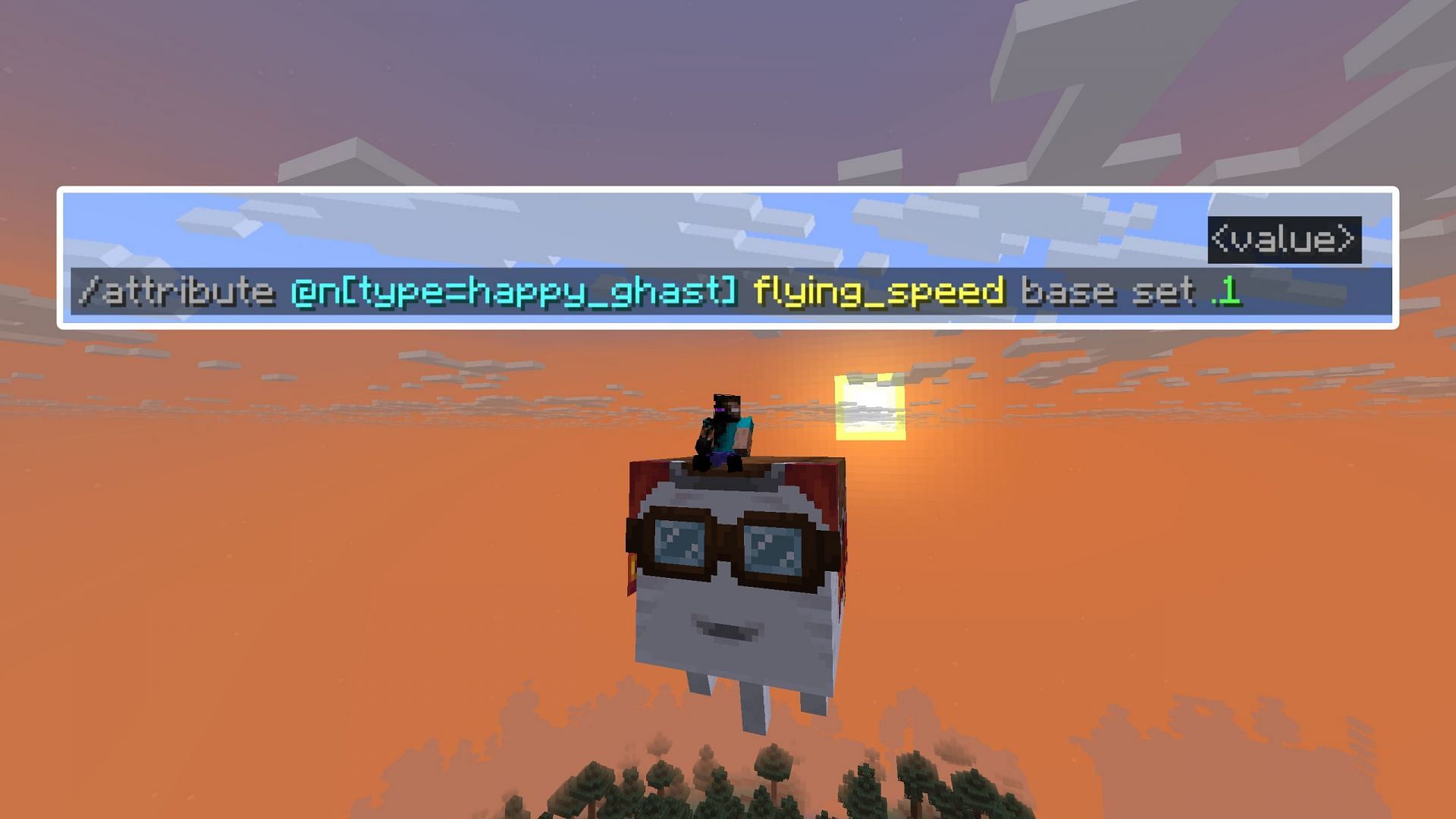 This command will increase the flying speed of the happy ghast you are riding (Image via Sportskeeda Gaming || Mojang Studios)